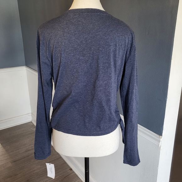 Calvin Klein Dark Blue Long Sleeve Tee Cinched Sides Crew Neck Size L - Picture 9 of 12